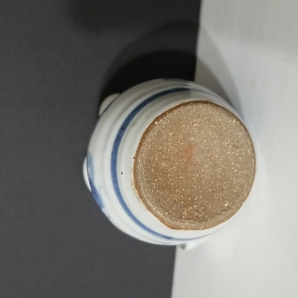 Small Art Pottery Creamer Pitcher with Blue Grape Vine Decoration - Picture 6 of 6